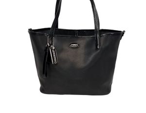 COACH Metro Black Leather Shoulder Tote Bag